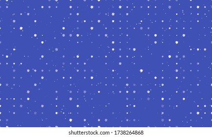Seamless background pattern of evenly spaced white narcissus flowers of different sizes and opacity. Vector illustration on indigo background with stars