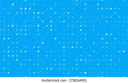 Seamless background pattern of evenly spaced white hands of different sizes and opacity. Vector illustration on light blue background with stars