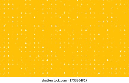 Seamless background pattern of evenly spaced white flared dress symbols of different sizes and opacity. Vector illustration on amber background with stars