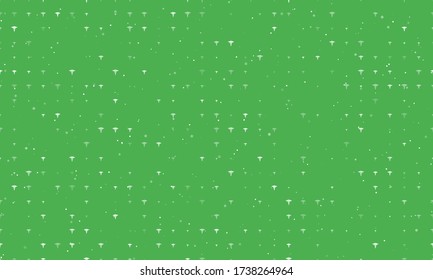 Seamless background pattern of evenly spaced white caduceus symbols of different sizes and opacity. Vector illustration on green background with stars