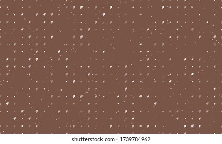 Seamless background pattern of evenly spaced white leaf symbols of different sizes and opacity. Vector illustration on brown background with stars