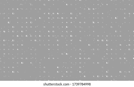 Seamless background pattern of evenly spaced white desktop symbols of different sizes and opacity. Vector illustration on grey background with stars