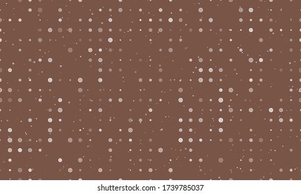 Seamless background pattern of evenly spaced white car wheel symbols of different sizes and opacity. Vector illustration on brown background with stars