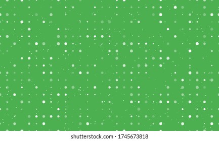 Seamless background pattern of evenly spaced white chamomile flowers of different sizes and opacity. Vector illustration on green background with stars