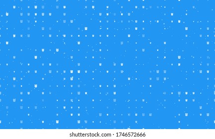 Seamless background pattern of evenly spaced white alarm clock symbols of different sizes and opacity. Vector illustration on blue background with stars