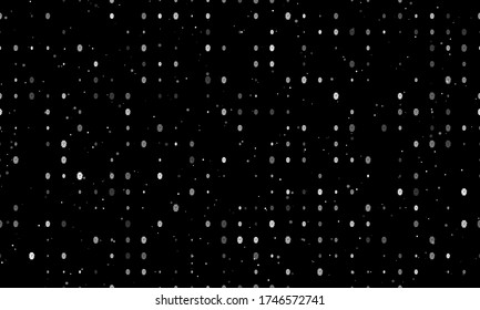 Patrón de fondo sin brillo de símbolos de reloj inteligente blanco espaciado uniformemente de diferentes tamaños y opacidad. Ilustración vectorial sobre fondo negro con estrellas