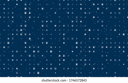 Seamless background pattern of evenly spaced white gas station symbols of different sizes and opacity. Vector illustration on dark blue background with stars