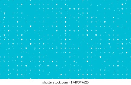 Seamless background pattern of evenly spaced white shield symbols of different sizes and opacity. Vector illustration on cyan background with stars