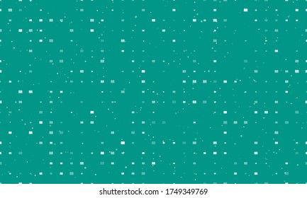 Seamless background pattern of evenly spaced white book symbols of different sizes and opacity. Vector illustration on teal background with stars