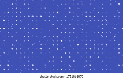 Seamless background pattern of evenly spaced white forget-me-not flowers of different sizes and opacity. Vector illustration on indigo background with stars