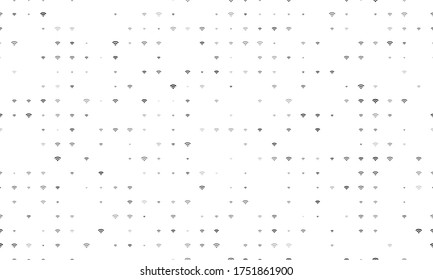 Seamless background pattern of evenly spaced black wifi symbols of different sizes and opacity. Vector illustration on white background