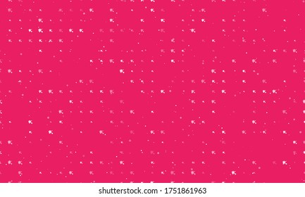 Seamless background pattern of evenly spaced white virus bounces off the shield symbols of different sizes and opacity. Vector illustration on pink background with stars