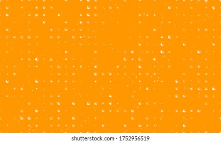 Seamless background pattern of evenly spaced white yin yang symbols of different sizes and opacity. Vector illustration on orange background with stars
