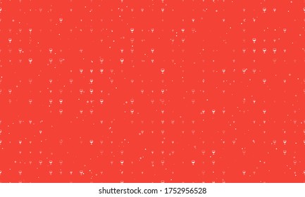 Seamless background pattern of evenly spaced white wineglass symbols of different sizes and opacity. Vector illustration on red background with stars