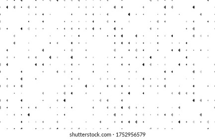 Seamless background pattern of evenly spaced black speaker symbols of different sizes and opacity. Vector illustration on white background