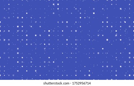 Seamless background pattern of evenly spaced white four-leaf clover symbols of different sizes and opacity. Vector illustration on indigo background with stars