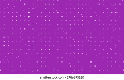 Seamless background pattern of evenly spaced white man with woman symbols of different sizes and opacity. Vector illustration on purple background with stars