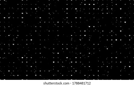 Seamless background pattern of evenly spaced white coffee cup symbols of different sizes and opacity. Vector illustration on black background with stars