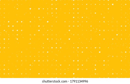 Seamless background pattern of evenly spaced white teapots of different sizes and opacity. Vector illustration on amber background with stars