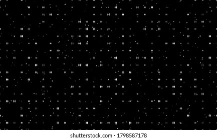Seamless background pattern of evenly spaced white woman with woman symbols of different sizes and opacity. Vector illustration on black background with stars