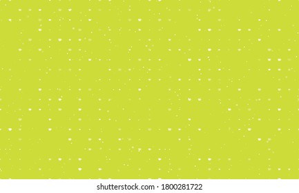 Seamless background pattern of evenly spaced white coffee cup symbols of different sizes and opacity. Vector illustration on lime background with stars