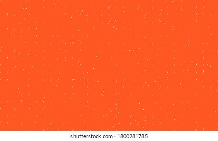 Seamless background pattern of evenly spaced white forks of different sizes and opacity. Vector illustration on deep orange background with stars