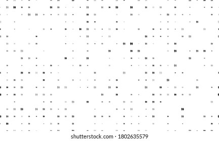 Seamless background pattern of evenly spaced black man with woman symbols of different sizes and opacity. Vector illustration on white background