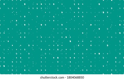 Seamless background pattern of evenly spaced white mug beer symbols of different sizes and opacity. Vector illustration on teal background with stars