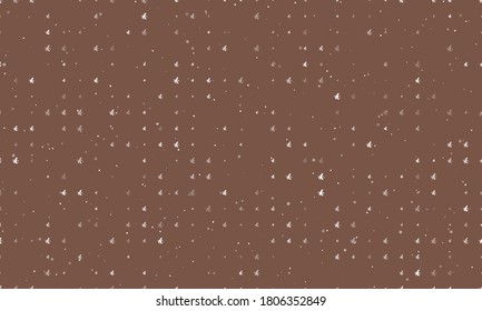 Seamless background pattern of evenly spaced white peeled banana symbols of different sizes and opacity. Vector illustration on brown background with stars