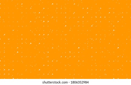 Seamless background pattern of evenly spaced white sledgehammer symbols of different sizes and opacity. Vector illustration on orange background with stars