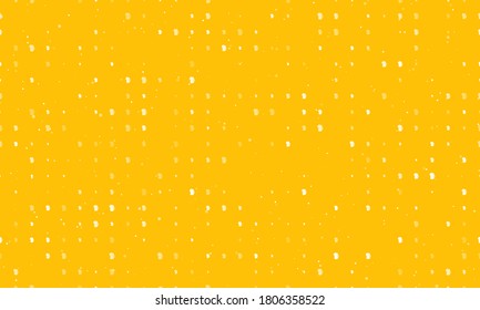 Seamless background pattern of evenly spaced white mug beer symbols of different sizes and opacity. Vector illustration on amber background with stars