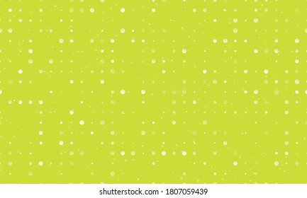 Seamless background pattern of evenly spaced white basketball symbols of different sizes and opacity. Vector illustration on lime background with stars
