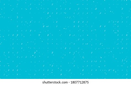 Seamless background pattern of evenly spaced white magnifier symbols of different sizes and opacity. Vector illustration on cyan background with stars