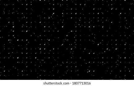 Seamless background pattern of evenly spaced white chart up symbols of different sizes and opacity. Vector illustration on black background with stars
