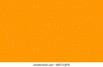 Seamless background pattern of evenly spaced white lightning symbols of different sizes and opacity. Vector illustration on orange background with stars