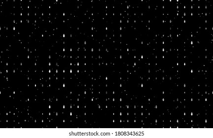 Seamless background pattern of evenly spaced white vases of different sizes and opacity. Vector illustration on black background with stars