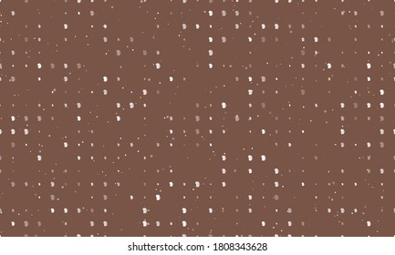 Seamless background pattern of evenly spaced white mug beer symbols of different sizes and opacity. Vector illustration on brown background with stars