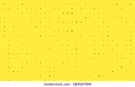 Seamless background pattern of evenly spaced black lightning symbols of different sizes and opacity. Vector illustration on yellow background with stars