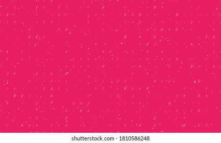 Seamless background pattern of evenly spaced white magnifier symbols of different sizes and opacity. Vector illustration on pink background with stars