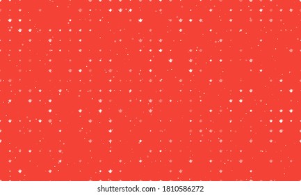 Seamless background pattern of evenly spaced white teapots of different sizes and opacity. Vector illustration on red background with stars