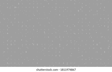 Seamless background pattern of evenly spaced white battery symbols of different sizes and opacity. Vector illustration on grey background with stars