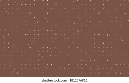 Seamless background pattern of evenly spaced white drum symbols of different sizes and opacity. Vector illustration on brown background with stars
