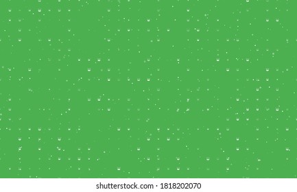 Seamless background pattern of evenly spaced white drum symbols of different sizes and opacity. Vector illustration on green background with stars