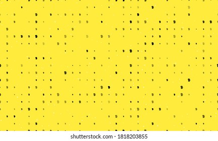 Seamless background pattern of evenly spaced black mug beer symbols of different sizes and opacity. Vector illustration on yellow background with stars
