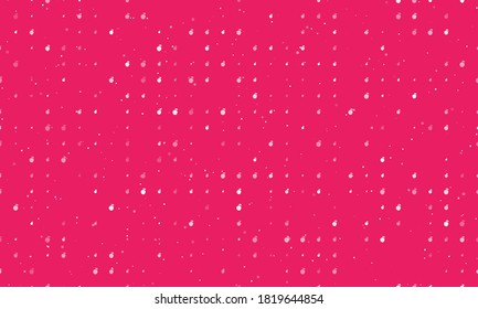 Seamless background pattern of evenly spaced white apple symbols of different sizes and opacity. Vector illustration on pink background with stars
