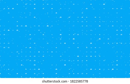 Seamless background pattern of evenly spaced white school building symbols of different sizes and opacity. Vector illustration on light blue background with stars
