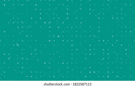 Seamless background pattern of evenly spaced white drum symbols of different sizes and opacity. Vector illustration on teal background with stars