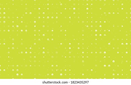 Seamless background pattern of evenly spaced white laughter Emoticons of different sizes and opacity. Vector illustration on lime background with stars
