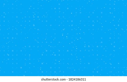 Seamless background pattern of evenly spaced white power socket symbols of different sizes and opacity. Vector illustration on light blue background with stars