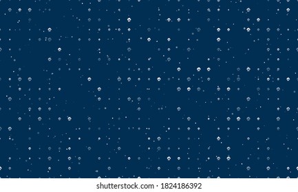 Seamless background pattern of evenly spaced white cloud technology symbols of different sizes and opacity. Vector illustration on dark blue background with stars